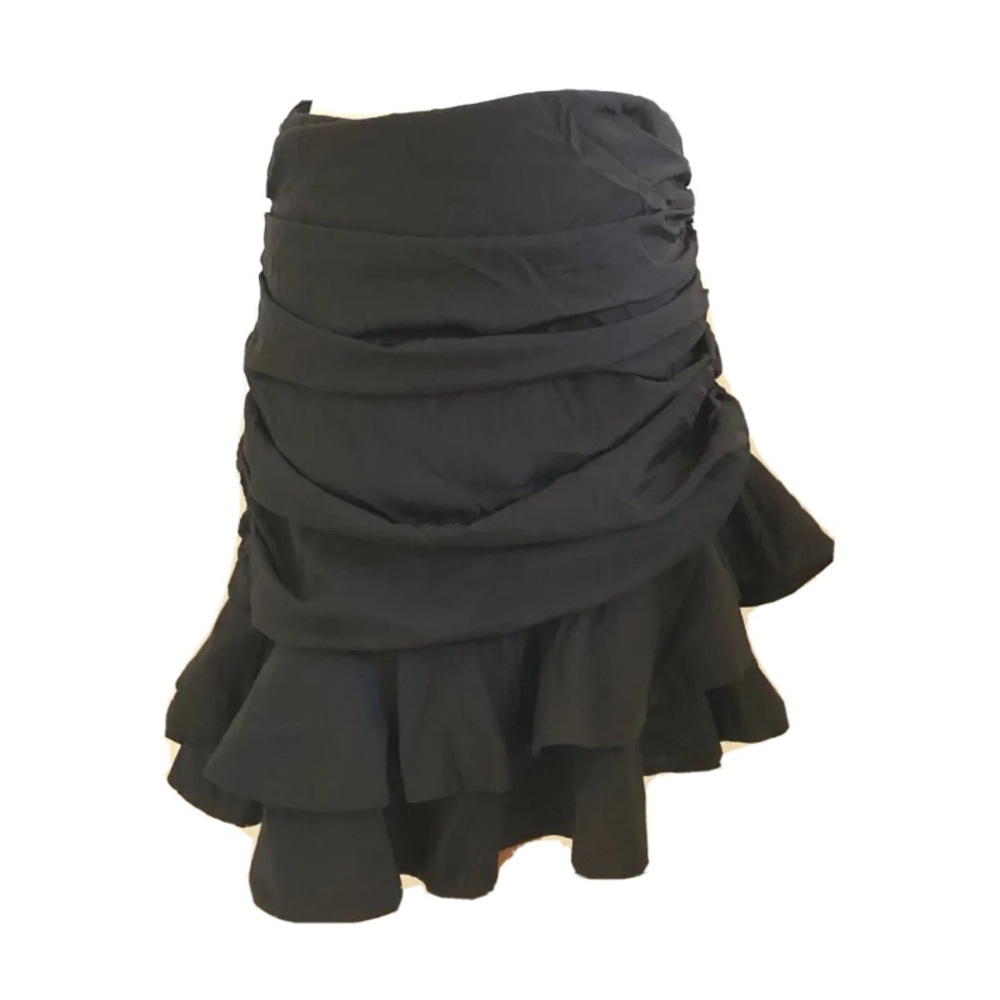 Donnee Par Dieu Shorts Size Medium Women Ruffle Assymetric Ruched Black Skirt M